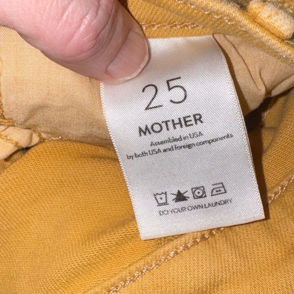 MOTHER The Hustler Ankle Fray Mustard Yellow High Rise Flare Jeans 25 - Picture 3 of 7